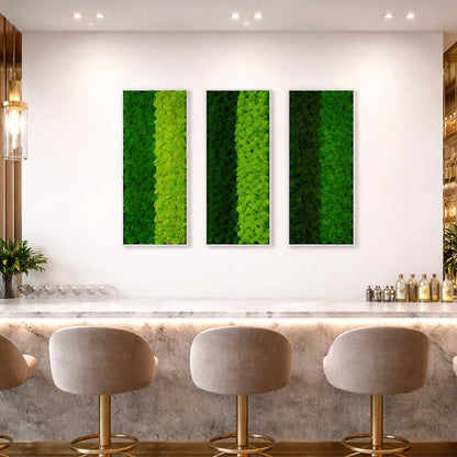 Composition of 3 preserved natural plant pictures - Two-tone lichen 115x40 cm