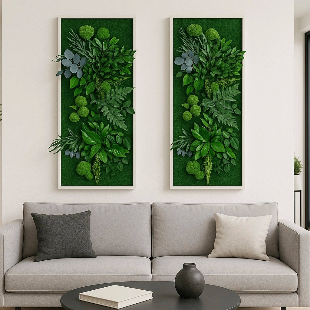 Composition de 2 tableaux végétaux naturels - Jungle 115x40 cm